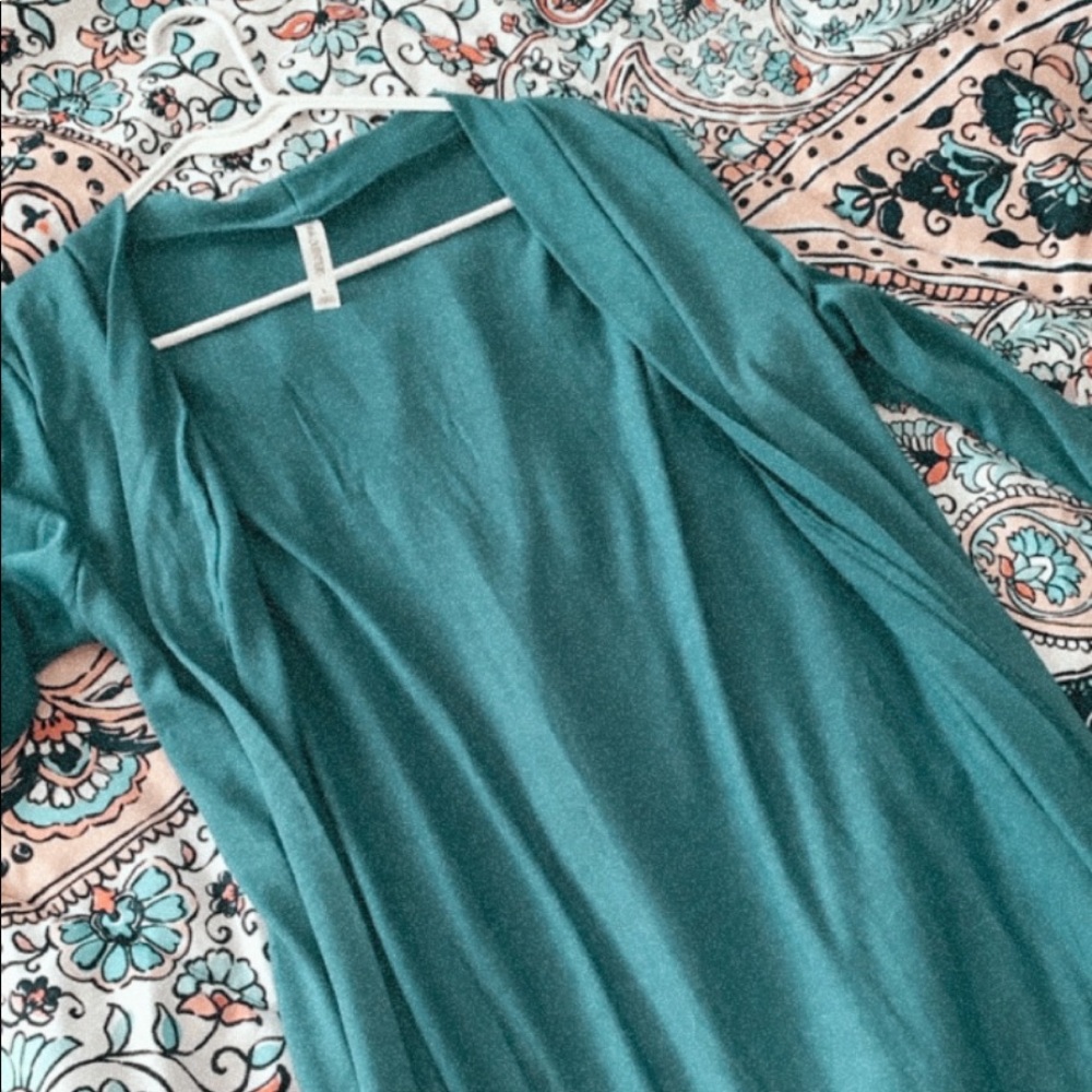 Long blue cardigan